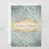 Sage Green Glimmer Damask Vrijgezellenfeest Game K Kaart (Achterkant)