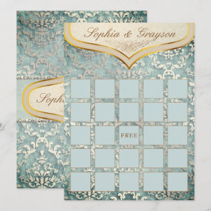 Sage Green Glimmer Damask Vrijgezellenfeest Game K Kaart