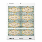 Sage Green Glimmer Damask Wedding Bedankt Etiket (Full Sheet)