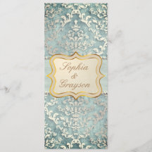Sage Green Glimmer Damask Wedding