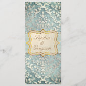 Sage Green Glimmer Damask Wedding Menu (Voorkant)