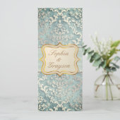 Sage Green Glimmer Damask Wedding Menu (Staand voorkant)