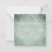 Sage Green Glimmer Damask Wedding Notitiekaartje (Achterkant)