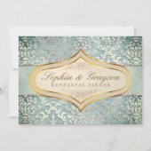 Sage Green Glimmer Damask Wedding Rehearsal Dinner Kaart (Voorkant)