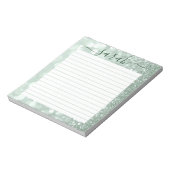 Sage Green Glitter Lined Personalized Notitieblok (Linkerzijde)