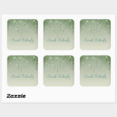 Sage Green Glitter Social Butterfly Typografie Vierkante Sticker (Vel)
