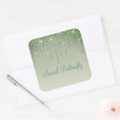 Sage Green Glitter Social Butterfly Typografie Vierkante Sticker (Envelop)