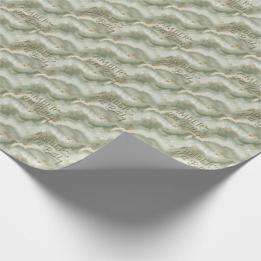 Sage Green Gold Abstract Marble Design Cadeaupapier (Hoek)