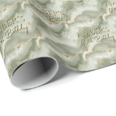 Sage Green Gold Abstract Marble Design Cadeaupapier (Rol Hoek)