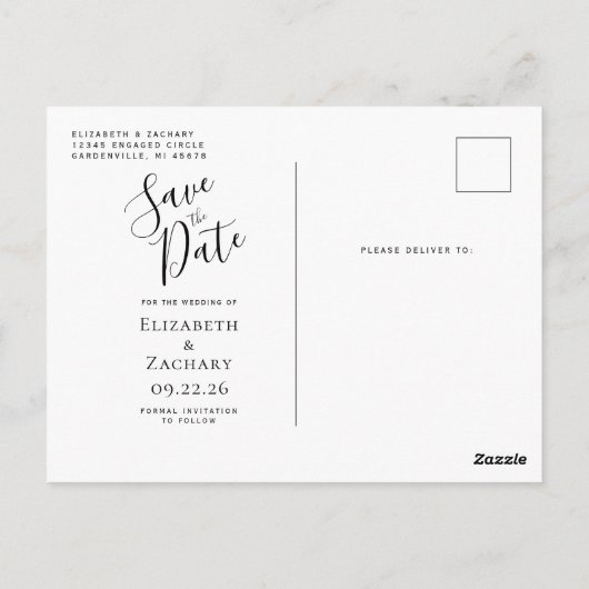 Sage Green Gold Agaat Custom Photo Sla de datum op Briefkaart (Achterkant)