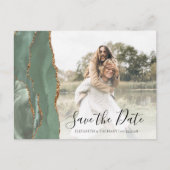 Sage Green Gold Agaat Custom Photo Sla de datum op Briefkaart (Voorkant)