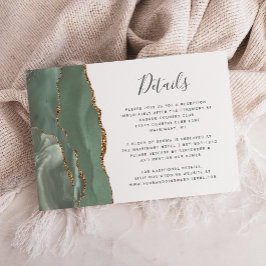 Sage Green Gold Agaat Wedding Details Informatiekaartje