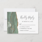 Sage Green Gold Agaat Wedding RSVP (Voorkant)