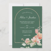 Sage Green Gold Arch Floral Elegant Boho Wedding Kaart (Voorkant)