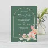 Sage Green Gold Arch Floral Elegant Boho Wedding Kaart (Staand voorkant)
