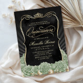 Sage Green Gold Black Quinceañera Kaart