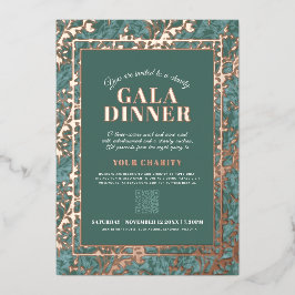 Sage green gold botanica patroon gala dineevent folie uitnodiging