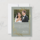 Sage Green Gold Botanical Wedding Bedankkaart (Achterkant)