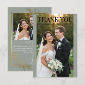 Sage Green Gold Botanical Wedding Bedankkaart (Voorkant / Achterkant)