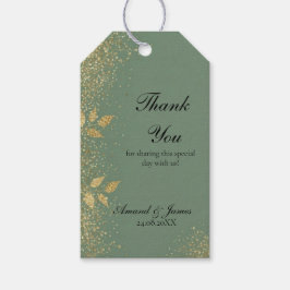 Sage Green Gold Botanical Wedding Favor Thank You  Cadeaulabel