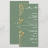 Sage Green Gold Botanical Wedding Reception Menu  (Voorkant / Achterkant)