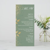 Sage Green Gold Botanical Wedding Reception Menu  (Staand voorkant)
