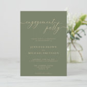 Sage Green Gold Casual Engagement Party Kaart (Staand voorkant)
