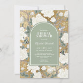 Sage Green Gold Chinoiserie Floral Vrijgezellenfee Kaart (Voorkant)