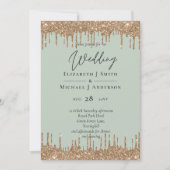 Sage Green Gold Driving Glitter Wedding Script (Voorkant)