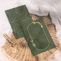 Sage Green & Gold Elegant Botanical Lijst Wedding
