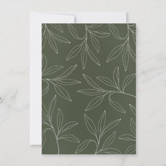 Sage Green & Gold Elegant Botanical Lijst Wedding Kaart (Achterkant)