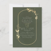 Sage Green & Gold Elegant Botanical Lijst Wedding Kaart (Voorkant)