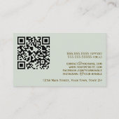 Sage Green & Gold Elegant Professional QR-code Visitekaartje (Achterkant)