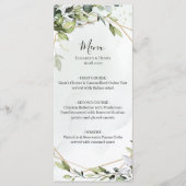 Sage green gold eucalyptus geometric wedding menu (Voorkant)