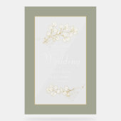 Sage Green Gold Eucalyptus Verlaat Huwelijk Welkom Acryl Bord (Voorkant)