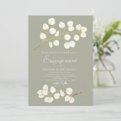 Sage Green Gold Eucalyptus verlaat verlovingsfeest Kaart (Staand voorkant)