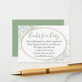Sage Green & Gold Floral Baby shower Boek Aanvraag Informatiekaartje