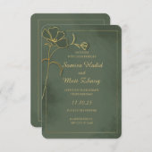 Sage Green Gold Floral Elegant Wedding Invitation (Voorkant / Achterkant)