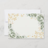 Sage Green Gold Floral Quinceanera Bedankkaart (Achterkant)