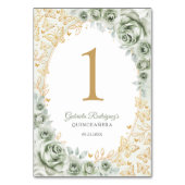 Sage Green Gold Floral Quinceanera Kaart (Achterkant)