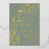 Sage Green Gold Folie Bruids Douche Uitnodiging (Voorkant)