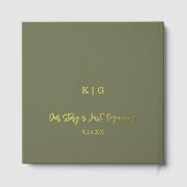Sage Green & Gold Folie Monogram Trouwboek Gastenboek