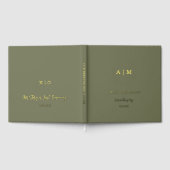 Sage Green & Gold Folie Monogram Trouwboek Gastenboek