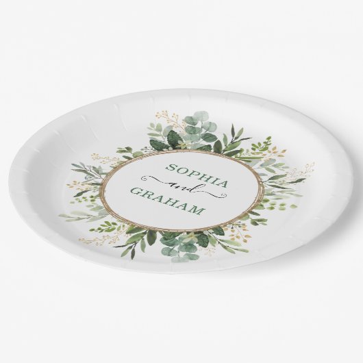 Sage Green Gold Garden Greenery Wedding Papieren Bordje (Gekanteld)