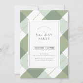Sage Green & Gold Gingham Kerstfeest Kaart (Voorkant)