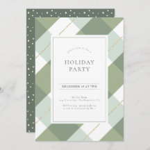 Sage Green & Gold Gingham Kerstfeest
