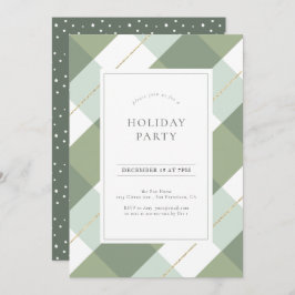 Sage Green & Gold Gingham Kerstfeest Kaart