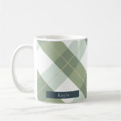Sage Green & Gold Gingham Pset Koffiemok (Links)