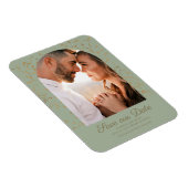 Sage Green Gold Glitter Arch Dome Foto Weduwschap Magneet (Rechterzijde)