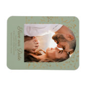 Sage Green Gold Glitter Arch Dome Foto Weduwschap Magneet (Horizontaal)